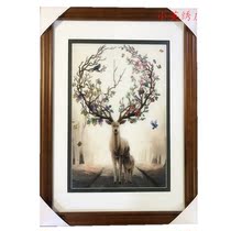 Pure handmade new boutique Suzhou embroidery painting Su embroidery finished hanging painting porch decorative painting 4060 fortune has Deer