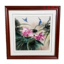 Pure handmade new boutique Suzhou embroidery painting Su embroidery finished product hanging painting Xuanguan decoration painting 3535 lotus flower