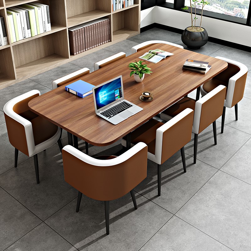 8-person conference table modern library reading room lounge area reception table and chair combination 2 meters simple long desk