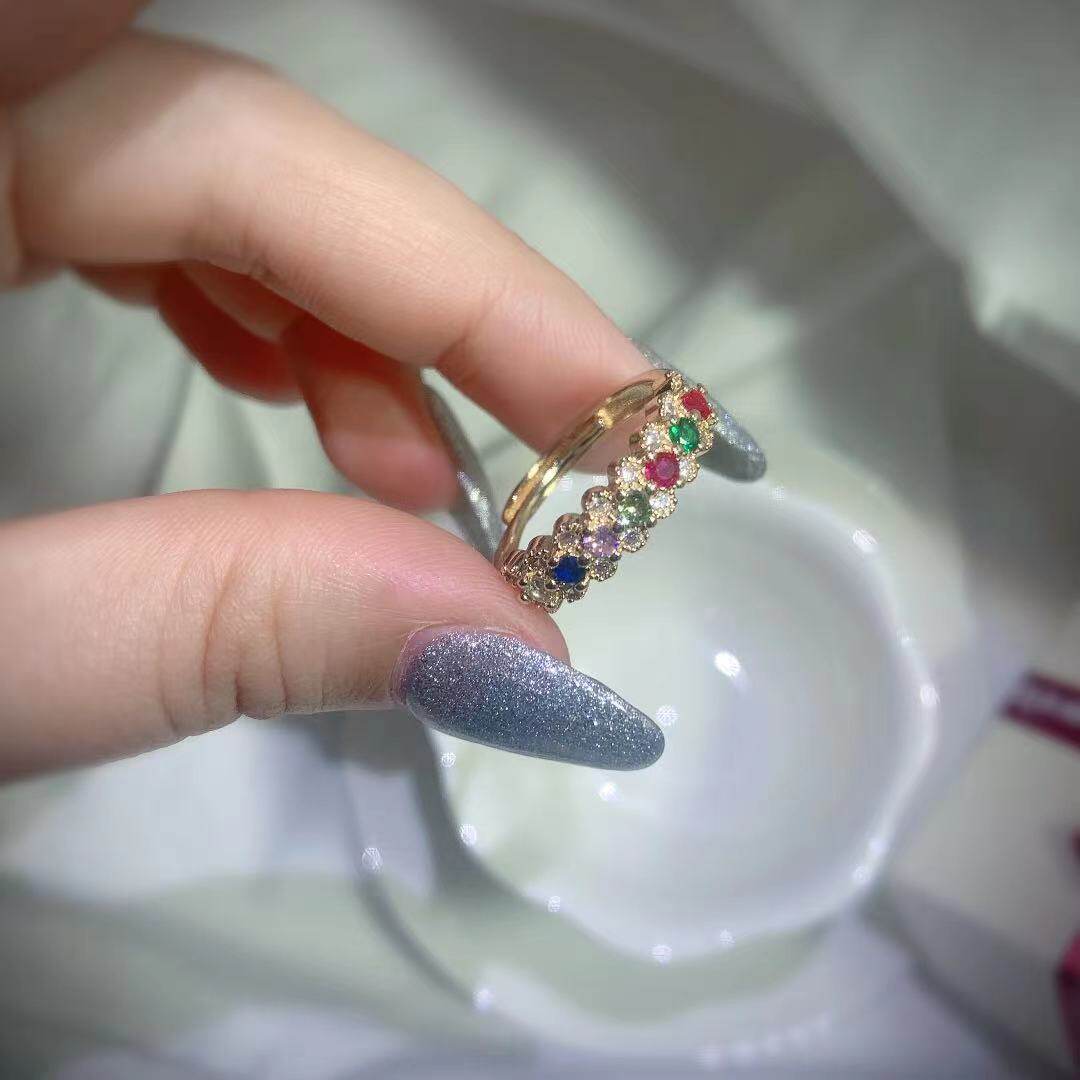 Marry Candy Qipao 100 Hitch A Full Drill Simulation Of Bisoft Color Gem Ring Temperament Lady Small Minority Ring Accessories