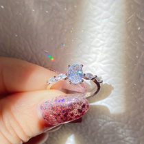 Marry Korean version of the counter with 18K plated white simple niche ring female adjustable 1 0Ct engagement diamond ring