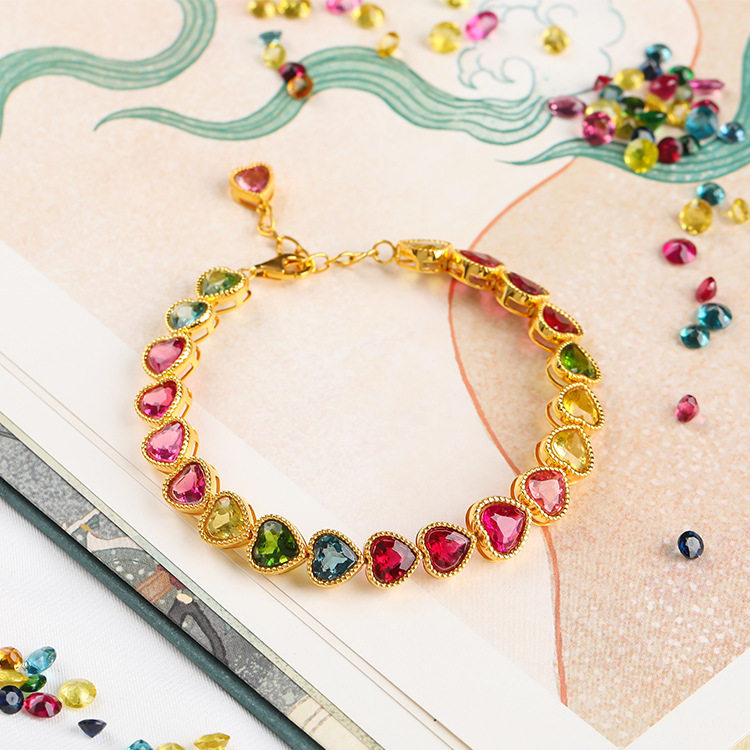 Marry Classical Lady Inlaid With Light Lavish Candy Loving shape Drop Shaped Rainbow Hand-made Temperament Bracelet