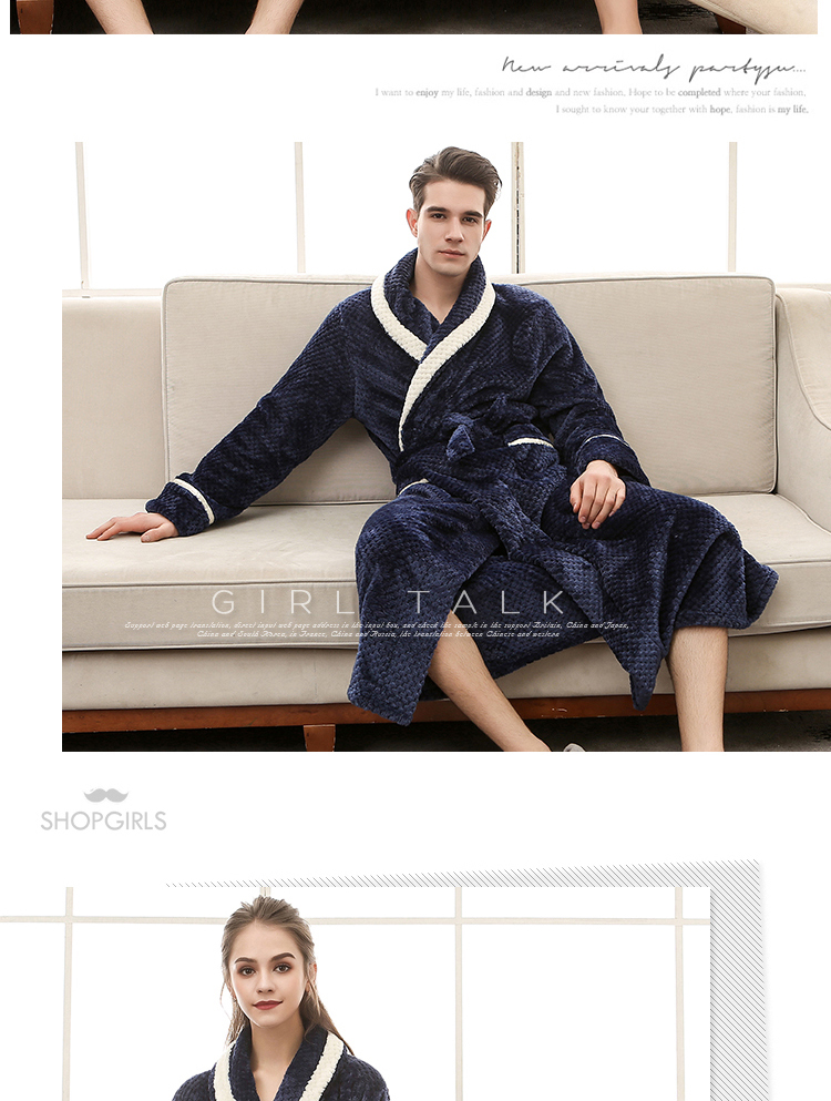 Mùa đông dày Babe cashmere vài chiếc váy ngủ nữ kéo dài XL áo choàng flannel nam đồ ngủ dài thời trang đồ ngủ 2 dây