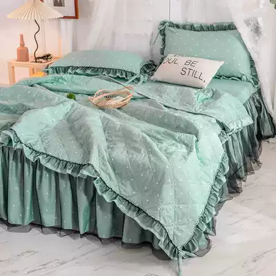 Xiaohongshu recommends cotton cool quilt skirt four-piece cotton thin quilt air conditioning summer quilt double bed cover summer