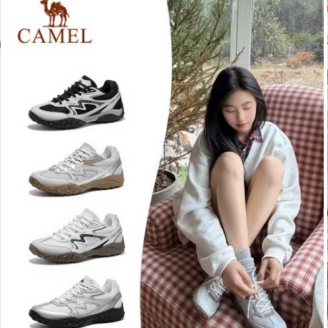 骆驼德训鞋女鞋2026春季新款透气运动鞋女款阿甘鞋户外休闲鞋板鞋