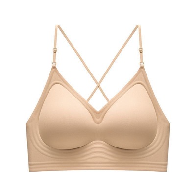 挂脖吊带美背内衣女聚拢防下垂上托交叉露背粉底液隐形无痕文胸罩