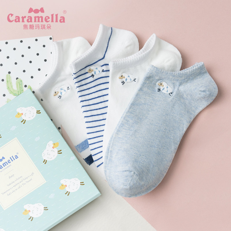 【CARAMELLA】可爱学院风船袜4双满29元可用10元优惠券