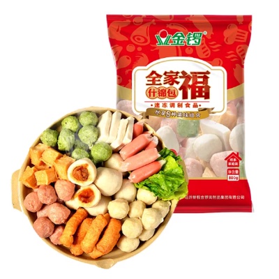 金锣火锅丸子组合装全家福包心鱼丸牛肉丸关东煮火锅食材半成品