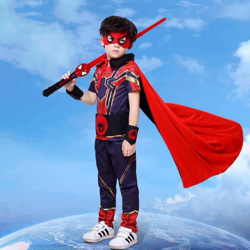 Spider-Man Clothes Summer Outfit Ultraman Cloak Suit Kids Cos Suit Boy's Children's Day Performance Suit