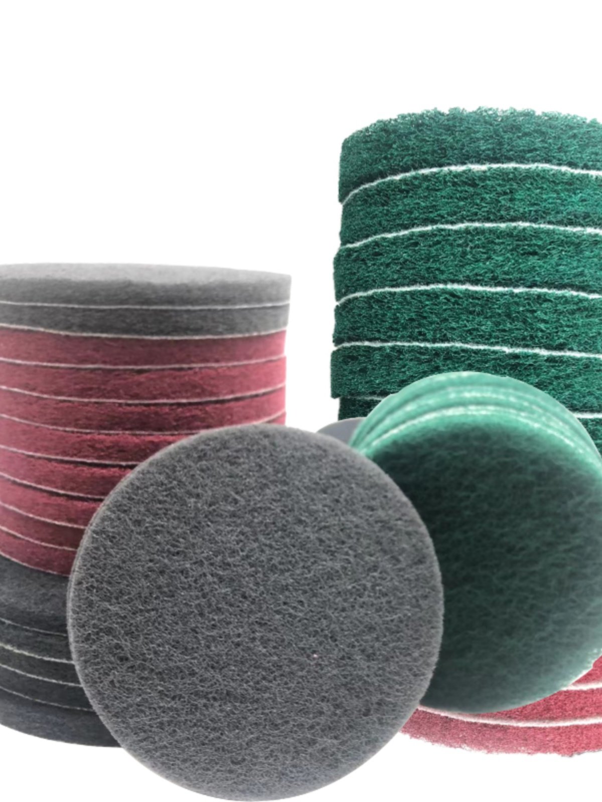 2inch 3inch 4inch 5inch Industrial Flocking Scouring Pad for Rust Removal, Cleaning, Wire Brushing, Polishing, Round Self-Adhesive Scouring Pad