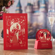  Custom red castle wedding invitation printing LOGO photo invitation European-style invitation personality creative invitation letter