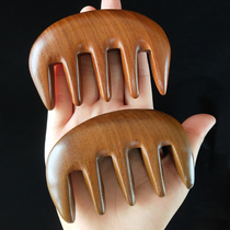 Thickened 5 teeth gold silk sandalwood Meridian Comb Scalp Shoulder Neck Massage Large Wide Tooth Roll Hair Comb Relieves Fatigue Headache