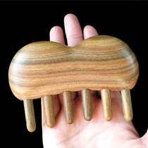 Natural green sandalwood massage comb male and female scalp massage comb large teeth curly hair comb thickened inserted tooth head meridians comb
