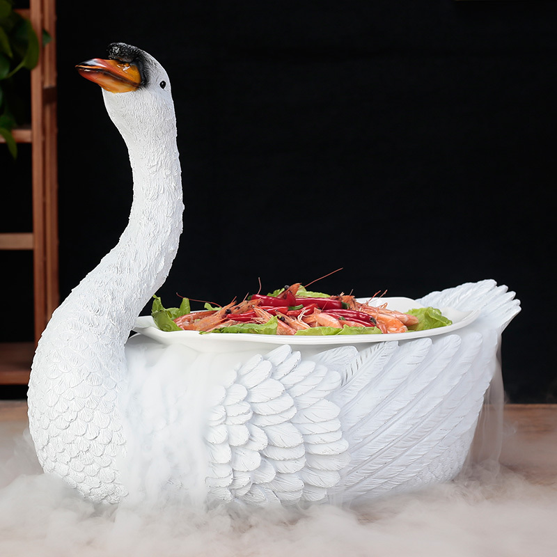 Hotel Supplies Goose-Shaped Dry Ice Tableware for Specialty Restaurants, Open Kitchen Hot Pot Restaurants, Themed Goose Meat and Duck Intestine Creative Tray Rack