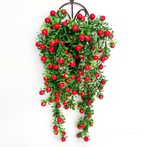 Artificial flower fortune fruit rattan wall hanging flower basket plastic artificial flower indoor and outdoor wall decoration green plant living room decorative flower