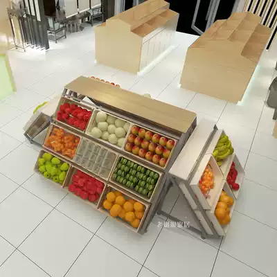 Supermarket fruit shelf display stand fruit shop multifunctional fruit shelf vegetable shelf steel wood shelf wooden 14