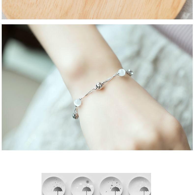 S925 sterling bạc vòng đeo tay nữ mèo mắt hạt vòng đeo tay Nhật Bản và Hàn Quốc phiên bản đồ trang sức ngọt ngào và đáng yêu tươi món quà sinh nhật