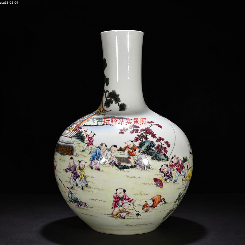 オープニングセール】 天球瓶 黄釉 雙層鏤空作 古陶瓷品 乾隆年製款