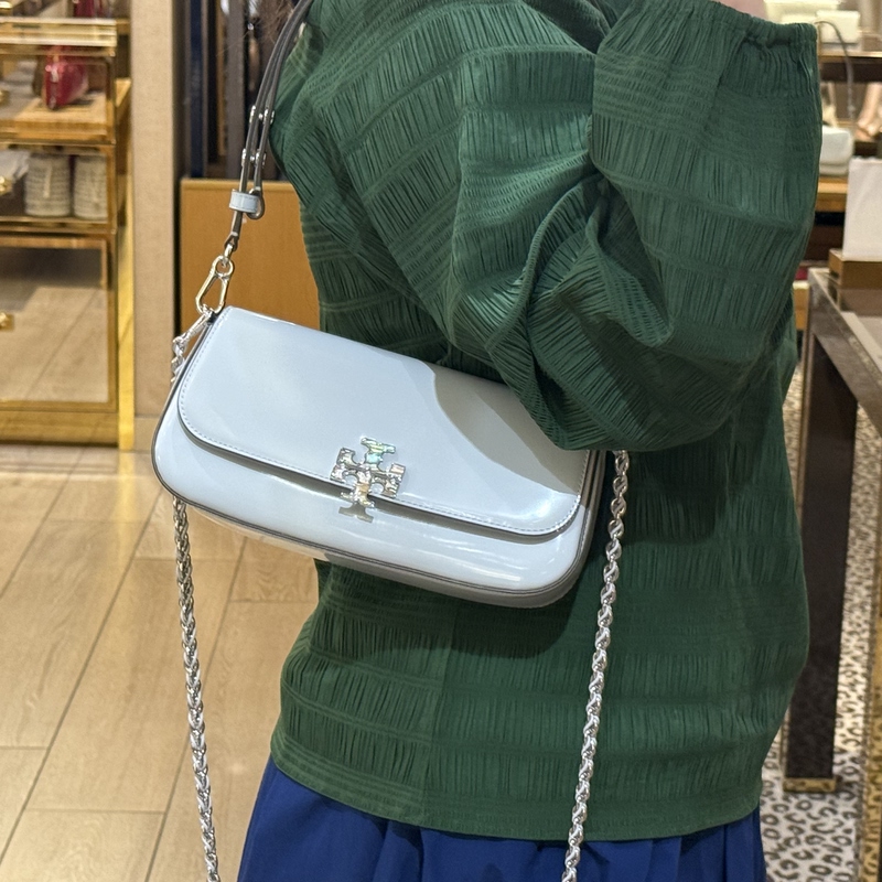 New Arrival Tory Burch Tb Britten Double-Strap Chain Underarm Bag Single-Shoulder Crossbody Baguette Bag