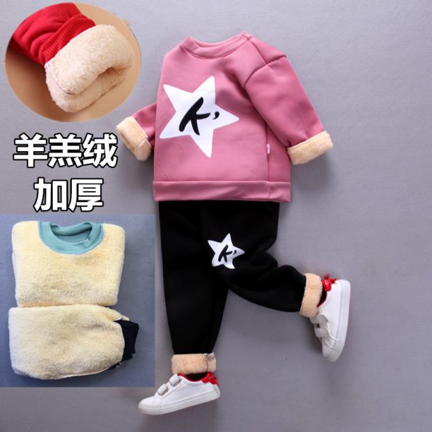 Quần áo bé trai mùa đông 0-1-2-3-4 tuổi Bé dày cộng với bộ đồ nhung cho bé Áo len hai bộ thủy triều cửa hàng quần áo trẻ em