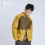 Panda Ben Mùa thu và áo khoác mùa đông nam giới Nhật Bản áo trẻ trung khâu màu tương phản cộng với áo khoác nhung bóng chày áo da bomber nam