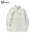 Panda Ben 2019 Áo dài tay thêu mùa thu nam Retro Casual Art Fresh Cotton Áo sơ mi Oxford - Áo áo sơ mi nam họa tiết Áo