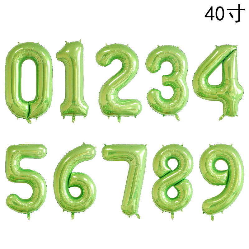 40 Inch Candy Green Big Numbers Balloon Birthday Party Decorations Accessories Aluminum Film Balloon Birthday Arrangement Dress