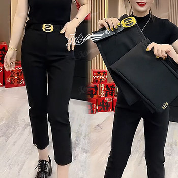 Fashionable simple casual temperament high-waist stretch casual pants