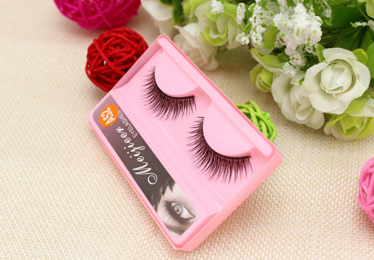 10 cặp cuống đen cứng cuống mi giả A52 sợi tự nhiên dài hàng ngày trang điểm nude cô dâu siêu thực - Lông mi giả keo dán mí mắt