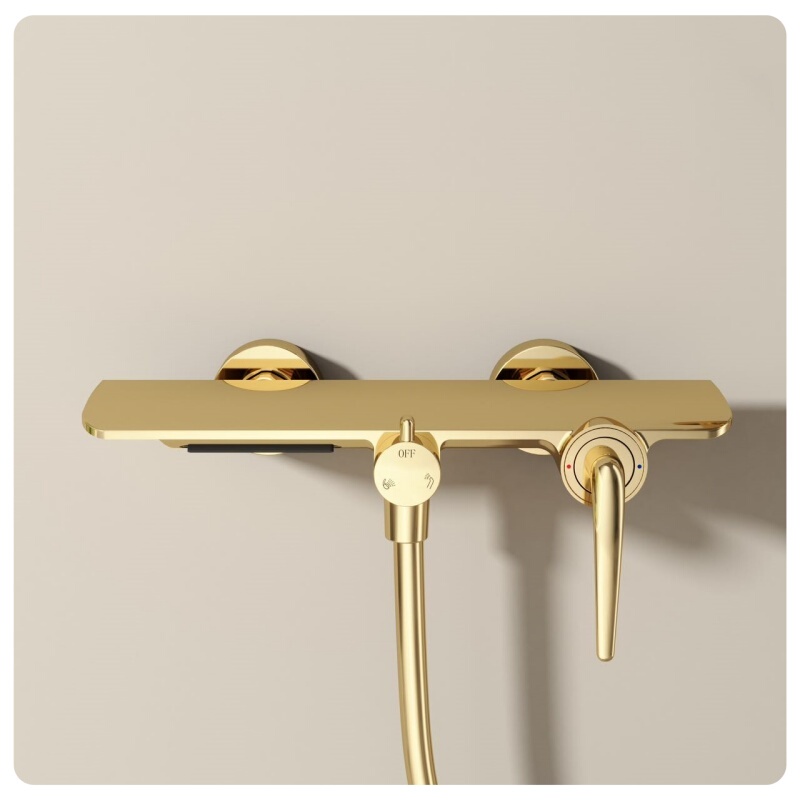 Gold All-Copper Waterfall Bathtub Faucet with Hot and Cold Water, Simple Shower Set, Bathtub Faucet, Bathroom Light Luxury Topless Spray