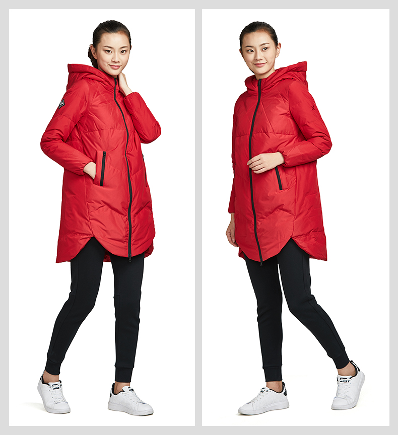 Đặc biệt bước xuống áo khoác nữ mùa đông 2018 Zhao Liying với cùng một đoạn thể thao và giải trí ấm áp trùm đầu dài áo khoác dày xuống áo phao lining nam
