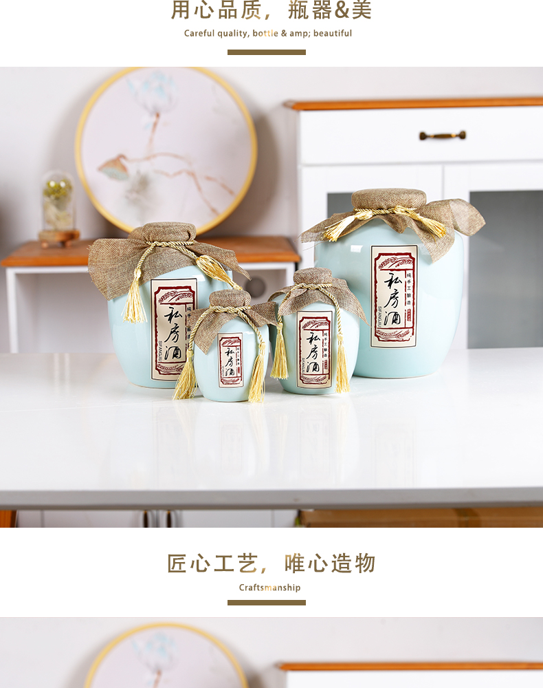 Jingdezhen ceramic 1 catty 2 jins of an empty bottle 5 jins of 10 jins gifts home hip flask archaize storing wine jar sealing