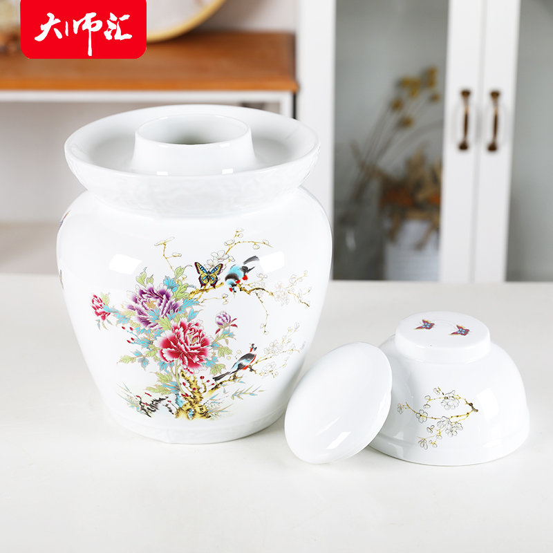 Jingdezhen ceramic pickle jar sichuan pickle jar of pickles pickled egg cylinder seal altar thickening sauerkraut cylinder pot
