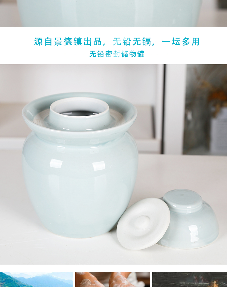 Household sichuan pickle jar sauerkraut pickle jar large sealed as cans of jingdezhen ceramic kimchi thickening