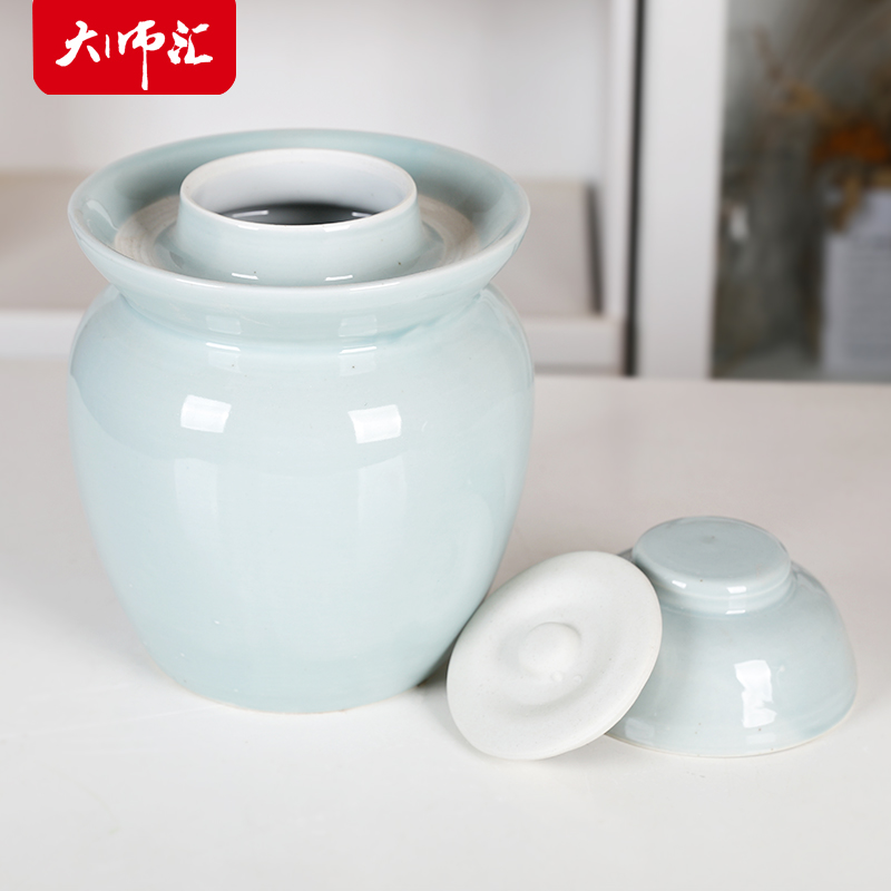 Household sichuan pickle jar sauerkraut pickle jar large sealed as cans of jingdezhen ceramic kimchi thickening