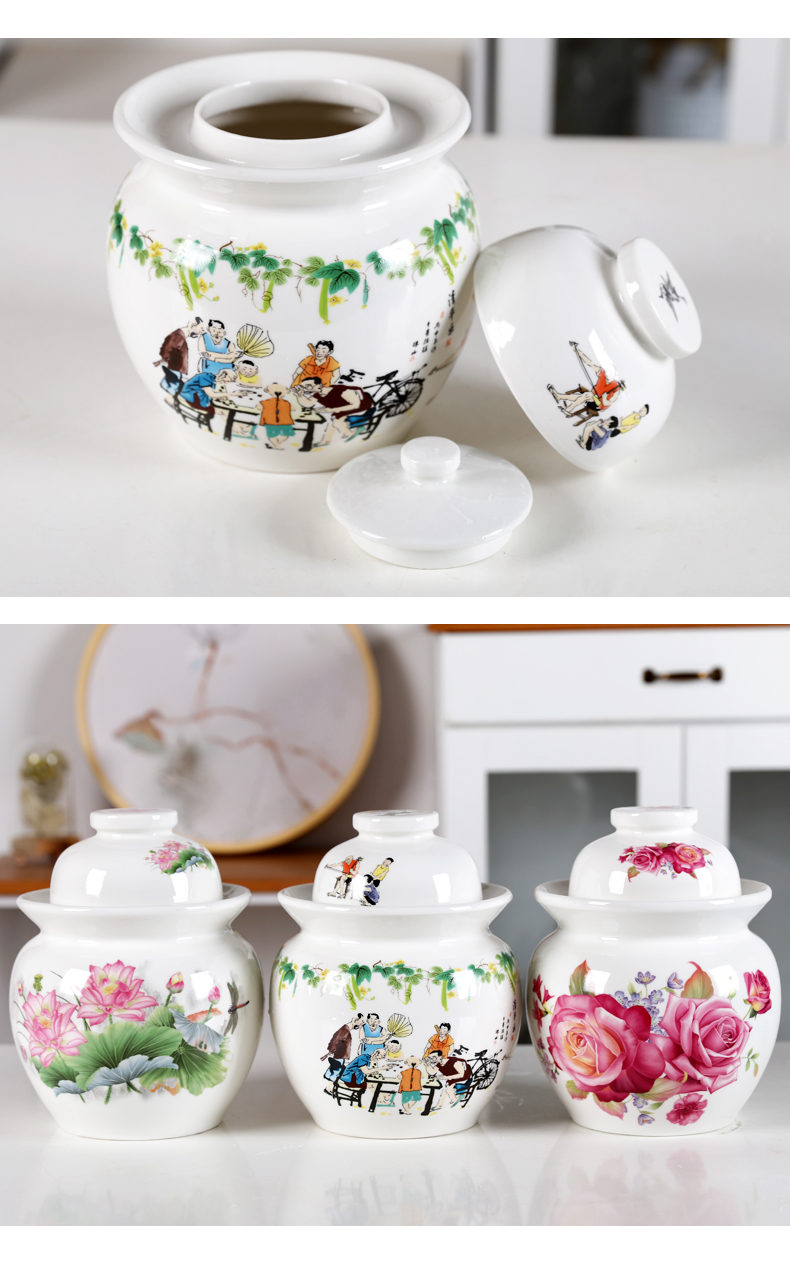 Kimchi altar double cover pickles unglazed seal pickle jar sichuan pickled egg cylinder thickening of jingdezhen ceramic small jars