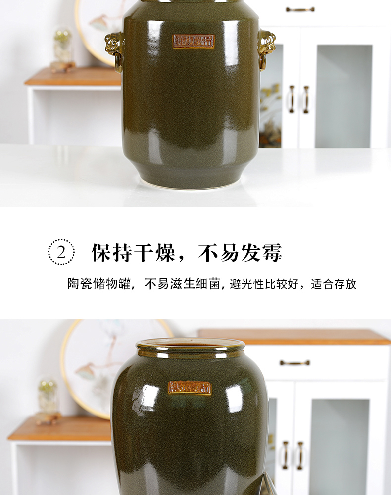 Jingdezhen ceramics with cover barrel ricer box tea oil cylinder tank at the end of the storage tank is 50 kg 100 jins moisture meter box