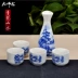 Bộ đồ gốm sứ Jingdezhen Bộ bình năm mảnh sake Nhật Bản đặt bộ rượu vang màu vàng chai thủy tinh đặt ấm gia đình - Rượu vang Rượu vang