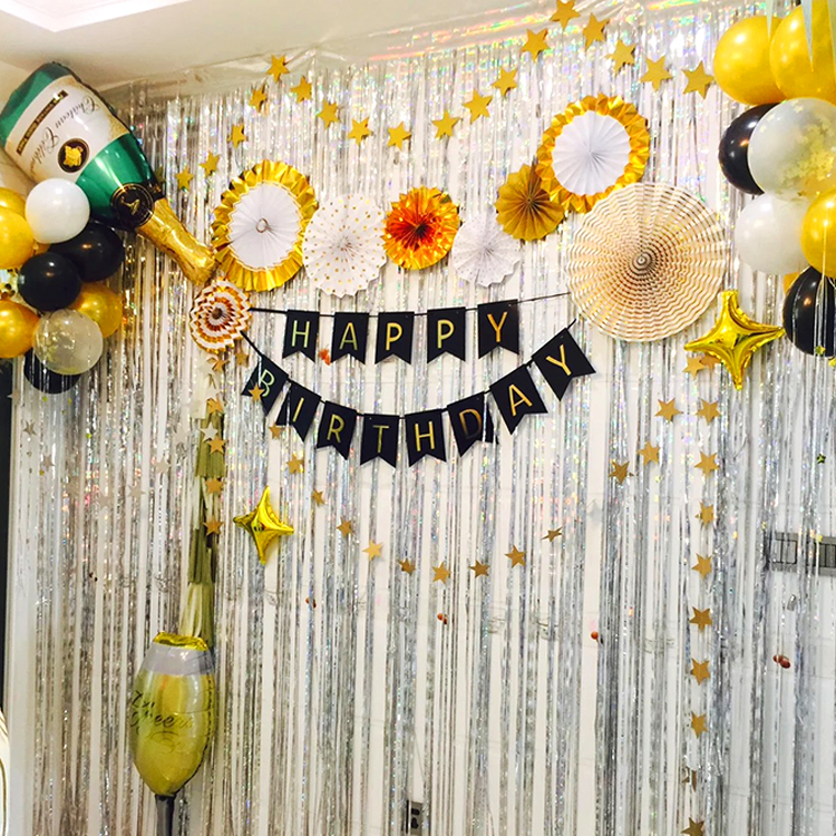 Black Gold Themed Balloon Series Adult Party Birthday Plant Baby Year Year Decorated Creative Net Balloon