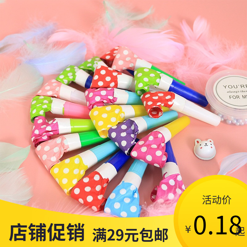 Children's birthday banquet Blow Dragon Rolls Toy Party Arrangement Supplies Party Decorations Creative Props Telescopic Whistle