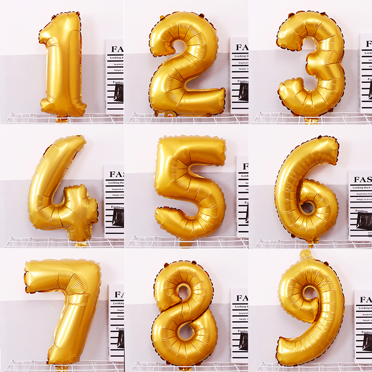 16-inch golden number balloons optional first birthday decoration party arrangement rose gold 0~9 aluminum foil balloons
