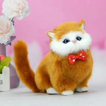 Fake cat doll Simulation of small cat model doll Plush girl heart small object simulation of cat ornaments ins