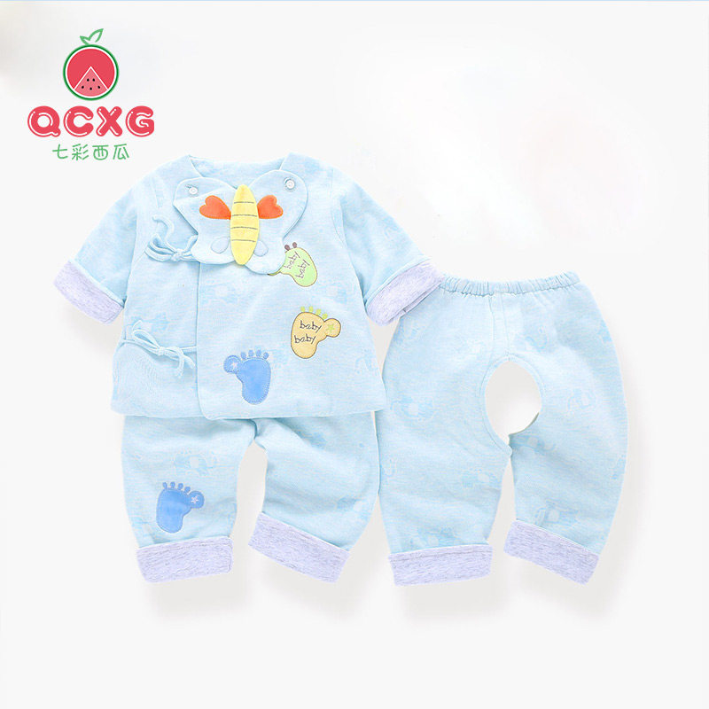 Colorful watermelon newborn thin cotton coat set male baby cotton jacket female baby spring and autumn cotton jacket three-piece set