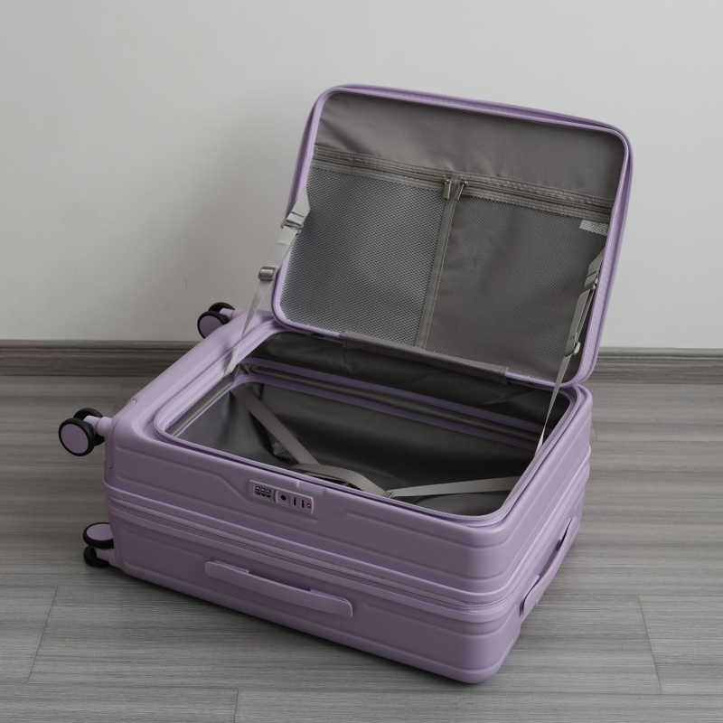 New Front-Opening Purple Suitcase Expandable Trendy Trolley Case 20-Inch 26-Inch Travel Suitcase Carry-On Luggage for Women