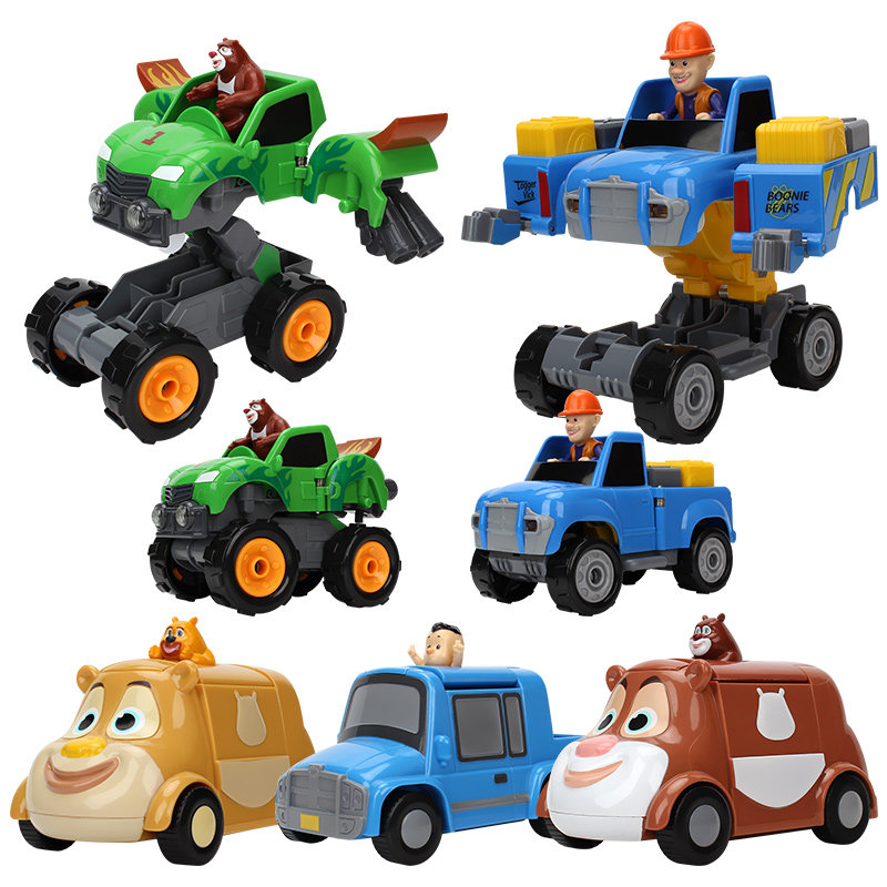 Smart Bear Paradise Series One-button deformation cool bald head strong jeep hero three-in-one bear heart variety car