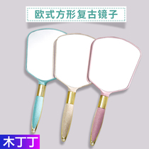 Hand-held cosmetic mirror with handle cute beauty salon special dental tattoo portable high-definition female dressing light mirror