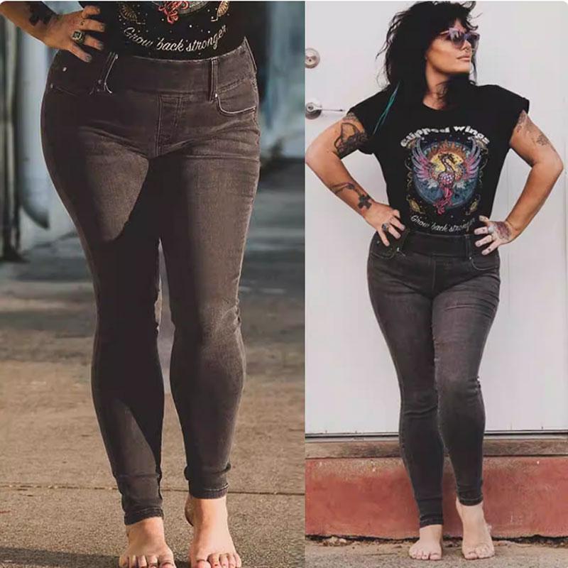 50-100kg Foreign Trade Plus Size High-Waisted Stretchy Slim-Fit Skinny Jeans Spring and Autumn Women's Gray Long Pants 50-100kg Foreign Trade Plus Size High-Waisted Stretchy Slim-Fit Skinny Jeans Spring and Autumn Women's Gray Long Pants