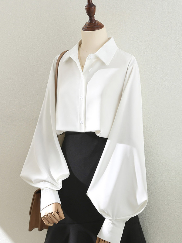Spring Long-Sleeved High-Quality Shirt, French-Style Top, Autumn and Winter Design, Niche White Base Shirt for Women's Inner Wear