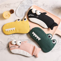 Cute cartoon eye mask sleep shading breathable cotton linen male and female students ice bag hot compress eye mask adjustable