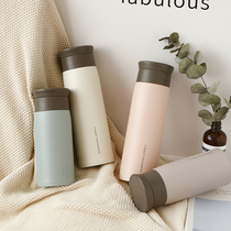 Simple ins stainless steel thermos cup female male portable students casual coffee cup couple filter tea cup